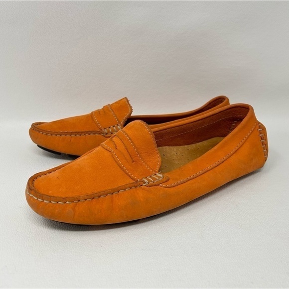 Mercanti Fiorentini Orange Career Driving Penny Loafers 3176 Women's Size 7B - Picture 1 of 14